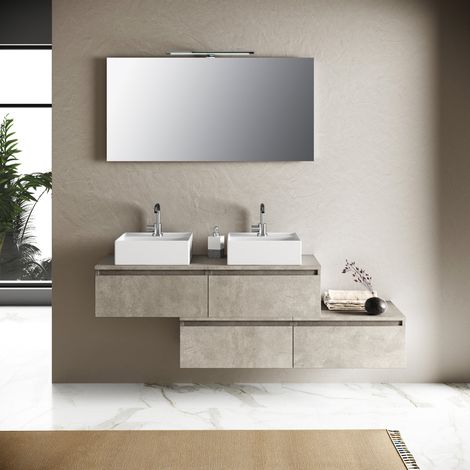 Ensemble de salle de bain double vasque 8 pièces YOKA havane