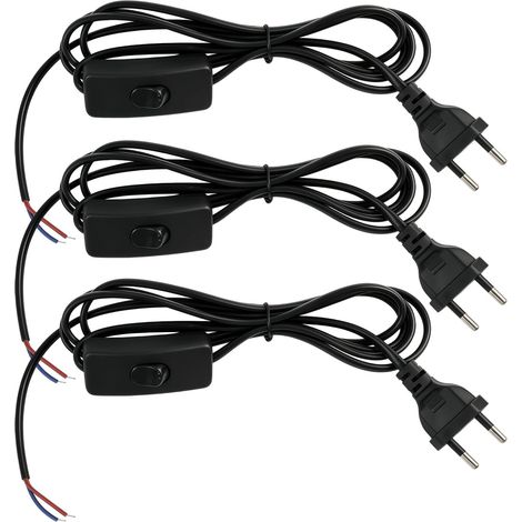 Lot De 3 Câbles avec Interrupteur pour Lampe, Cordon avec Interrupteur Et Fiche, Câble De Lampe, Convient à Toutes Sortes De Lampes De Petite Puissance, Longueur 1.8m (1/5)