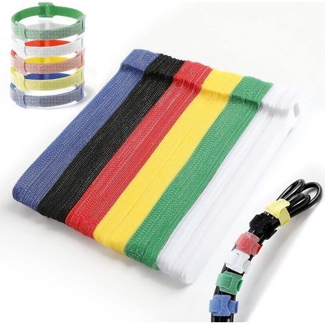 120PCS Attaches de câble réutilisable Fermeture en Nylon Microfibre Organisateur pour Cordes et Gestion des Câbles 145mm 6 couleurs (1/5)