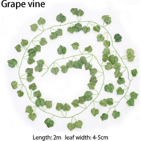 Fausses vigne de lierre artificielle,guirlande de feuilles vertes,vigne suspendue en rotin pour - Grape leaf-10M-5 Strings