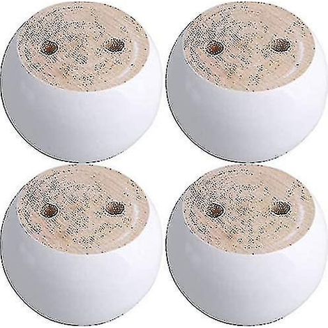 Quatre pieds de meuble ronds en bois blanc, de 5 cm de haut, avec des pieds de remplacement en bois massif. (1/5)
