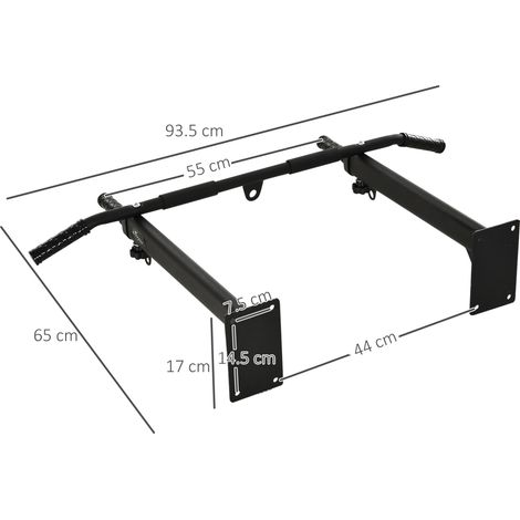 Barre de traction murale 2 en 1 (avec 3 types de poignées), acier, 93,5 x 65 x 17 cm, noire (1/5)
