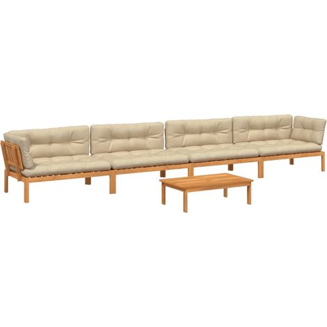Maison Exclusive - Set Divano Pallet Giardino 5pz con Cuscini Massello Acacia (1/5)