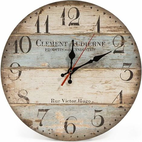 Horloge murale rétro européenne pastorale salon horloge murale décoration simple horloge murale en bois horloge murale à quartz-LIAIKI (1/5)
