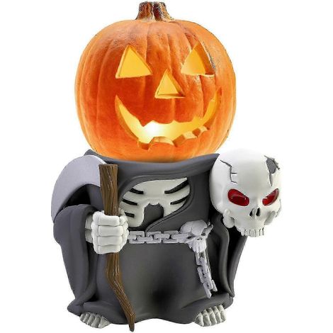 Statue de chevalier citrouille en résine lumineuse pour Halloween 2025 - Décoration de fête et de jardin (1/4)