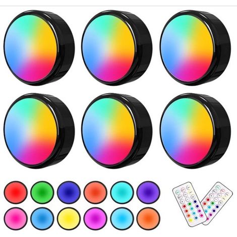 Juego de 6 focos LED de pared，bombillas LED，también se puede usar como luz nocturna para espejo de escalera o armario de cocina (negro) (1/5)