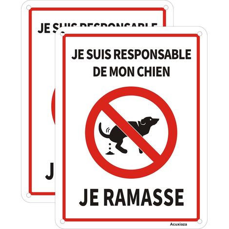 2 Pièces Panneau Crotte De Chien, 15x20cm Panneau Déjection Canine  Aluminium Réfléchissant Panneau de Toilette, Panneaux D'Avertissement, JE SUIS RESPONSABLE DE MON CHIEN, JE RAMASSE (1/5)