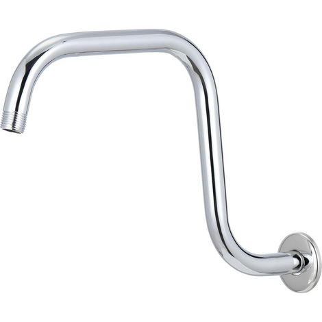 Duscharm S-Form 33cm Edelstahl mit Flansch und Teflonband, Chrom (1/5)