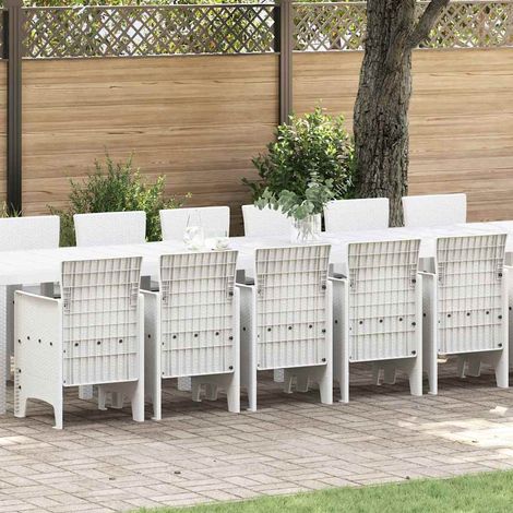 Garten-Esszimmergarnitur mit Kissen mit Kissen 17 pcs Weiß PP (1/5)