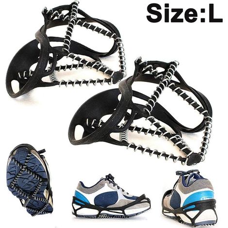 Crampons Pour Chaussures - Acier Inoxydable Anti-dérapant - Pour Neige et Glace - Taille M ou L - 1 Paire