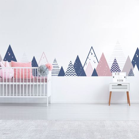 Stickers muraux enfants - Décoration chambre bébé - Autocollant Sticker mural géant enfant montagnes scandinaves ARIKA - 60x100cm (1/5)