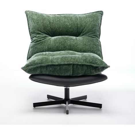 Poltrona relax girevole reclinabile a 3 posizioni in chenille verde (1/5)