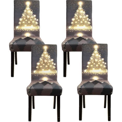 Fundas para sillas, comedor, fundas universales para sillas, para decoración navideña, bodas, hoteles, fiestas de Navidad (4 unidades) (1/5)