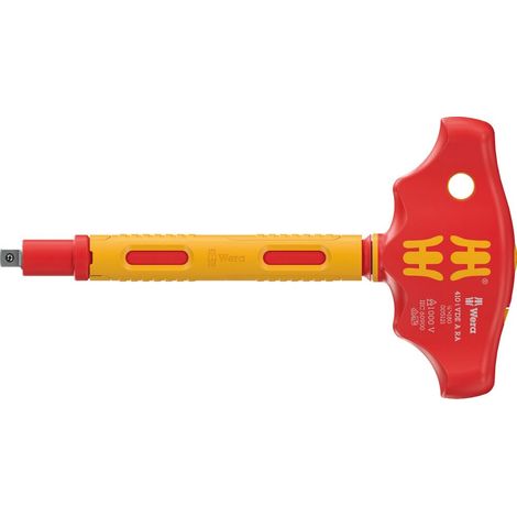 Tournevis adaptateur isolé VDE à manche en T avec fonction cliquet pour douilles 1/4", 1/4" x 130 mm (1/5)