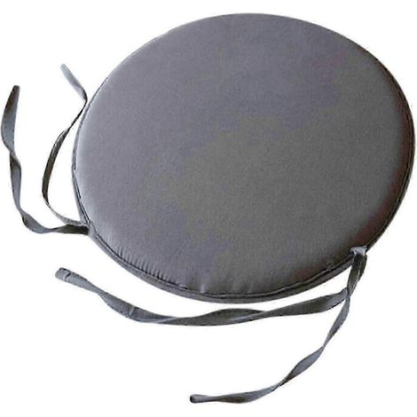 Coussins de chaise ronds (gris) pour intérieur et extérieur, avec attaches, pour chaises de salle à manger et chaises de jardin. (1/2)