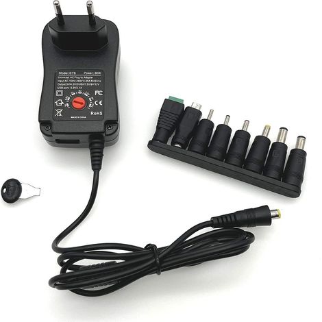 30W Chargeur Adaptateur d'alimentation Universel AC 100V-240V à DC 3V 4.5V 5V 6V 7.5V 9V 12V, Alimentation réglable pour caméras de vidéosurveillance amplificateur Haut-Parleur Lecteur (1/5)