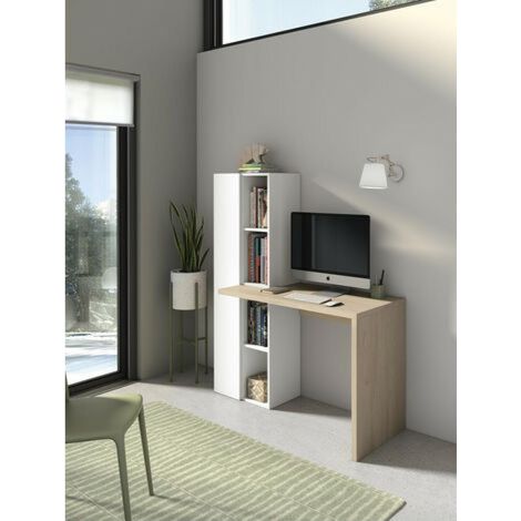 Mesa estudio Mod-Gandia acabado roble/blanco, 52 x 133 x 149 cm (fondo x ancho x alto) (1/2)
