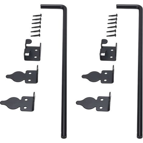 2 ensembles verrous à tige coulissante pour portail et clôture bois 45,7 cm acier robuste loquet de sol métal arrêt de porte grille (1/5)