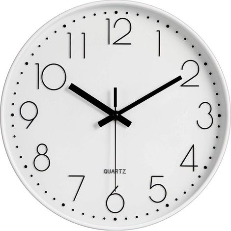 Horloge murale moderne à quartz silencieuse de 12 pouces avec chiffres arabes sans vérification accessoire de décoration pour la maison (blanc) (1/5)