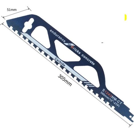 Lame de scie au carbure pour couper le bois, le ciment et la brique Lames de scie alternative pour scie alternative 305 mm (1/5)