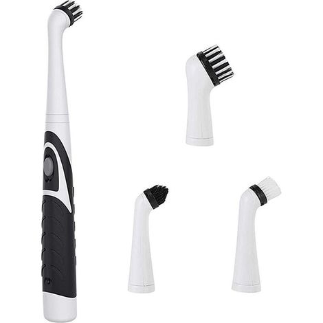Electric Scrubber, Oscillating Cleaning Tool, Electric Cleaning Brush, Cordless Sonic Power Scrubber with 4 Heads for Bathroom, Bathtub, Wall Tiles and Kitchen (Black) (1/5)