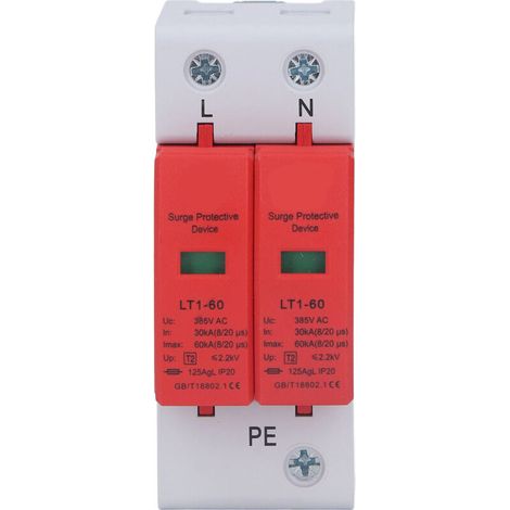 Eosnow Dispositif de protection contre les surtensions, parafoudre de protection contre la tension 2P, 385 V AC 30KA-60KA, pour la maison (1/4)