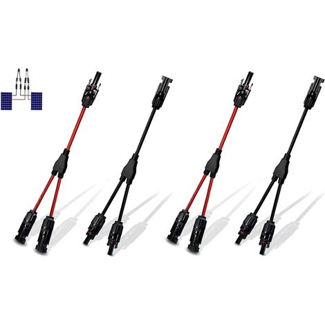 2 Paire Cable Solaire 4mm2, 1Y2 Connecteurs Câble Solaire, 10AWG Câble Solaire Y - Pour Photovoltaïque Panneau Solaire Cable -MFF/FMM - IP68 Étanche DC1500V Pour Système Solaire Photovoltaïque (1/5)