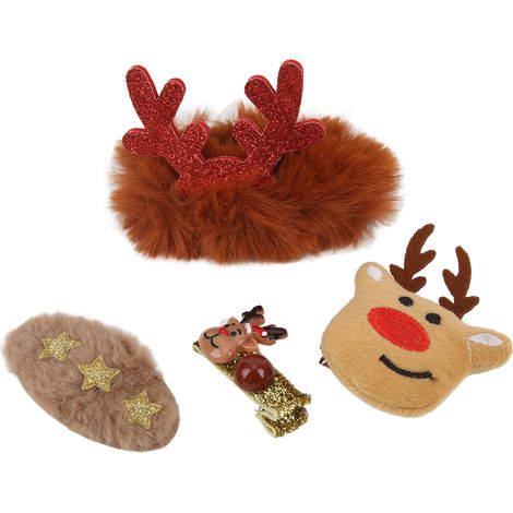 4 Épingles à Cheveux de Noël Adorables en Forme de Sapin et Nœud Papillon pour Cadeaux et Fêtes (1/5)