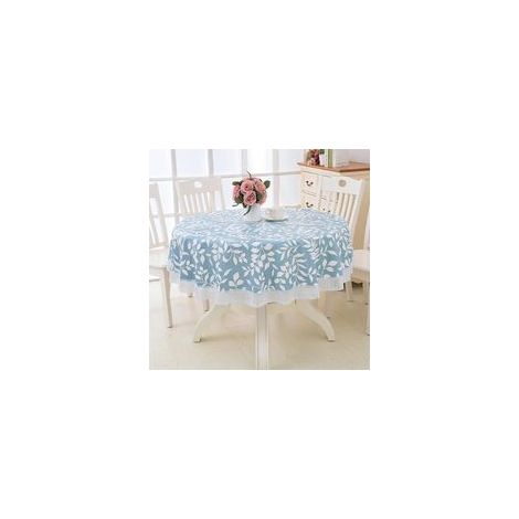 Nappe Toile cirée PVC Ronde,avec Motif Floral et Dentelle,Nappe Ronde Anti Tache Impermeable Nappe de Table Toile Cirée de Salle à Manger,pour Salle à Manger,Jardin,Café,Fête (Bleu,200cm) (1/5)