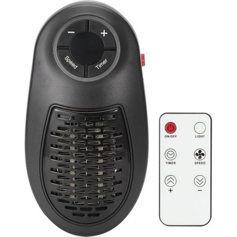 Mini chauffage domestique Télécommande Minuterie réglable 2 vitesses Réchauffeur d'air Silencieux Prise UE 220V
