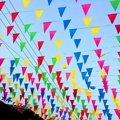 Guirlande De Fête 100 M En Tissu Avec Fanions Colorés Pour Intérieur Et Extérieur (1/5)