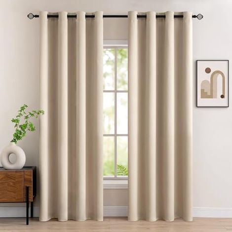 Verdunklungsvorhänge Dunkelbeige Vorhänge Blickdicht 2er Set 225 cm Lang, Gardinen Ösen Abdunkelnde Vorhänge Wohnzimmer Schlafzimmer, Fenster Gardine Verdunkelung Thermovorhang Hitzeschutz