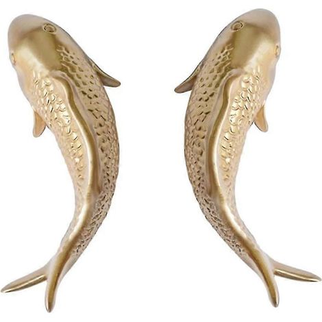 Lot de 2 carpes dorées en résine, décoration murale, figurines de poissons originales pour la maison ou le restaurant (1/5)