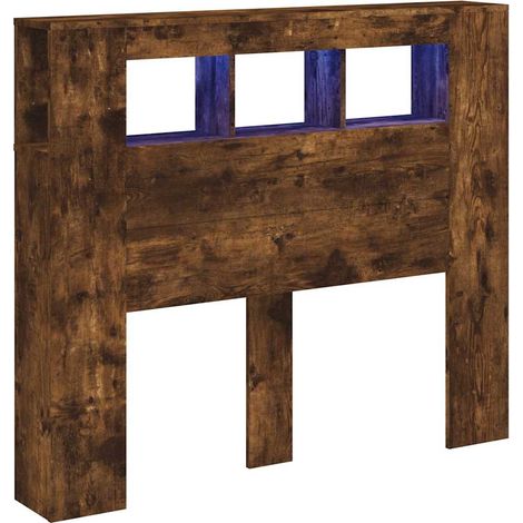 Maison Exclusive - Cabecero LED madera ingeniería roble ahumado 1