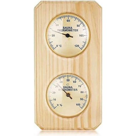 Thermomètre et hygromètre en bois pour sauna 2 en 1, mesure de l'humidité et de la température, sauna familial et d'hôtel (1/5)