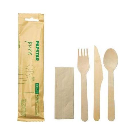 PAPSTAR Besteck-Set Pure 88243 Holz (1/2)
