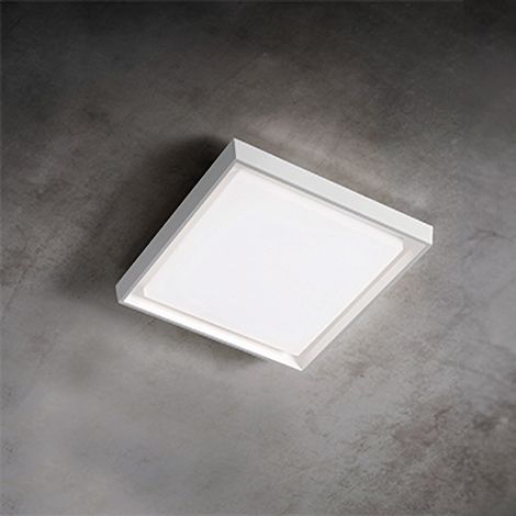 Alu Lampada da Parete e Soffitto in Alluminio Verniciato Bianco, LED 25W, 3000K, IP54, Design Moderno Quadrato 27x27 cm per Interni ed Esterni