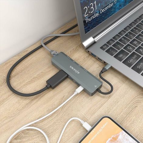 Hub USB Aisens ASUC-5P011-GR Gris (1 unidad)