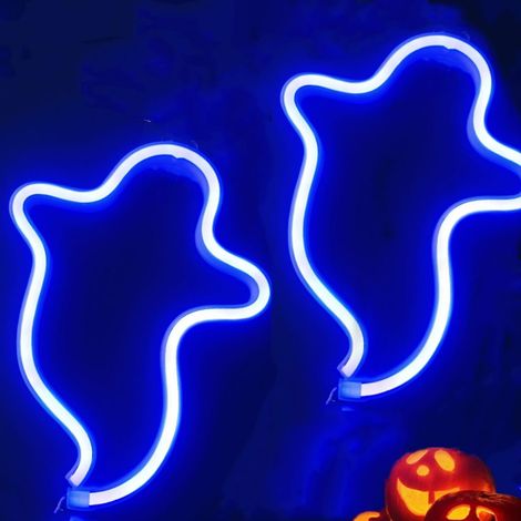 Veilleuse d'Halloween, lumière LED, néon, décoration lumineuse d'Halloween 2 Blue Ghosts (1/5)