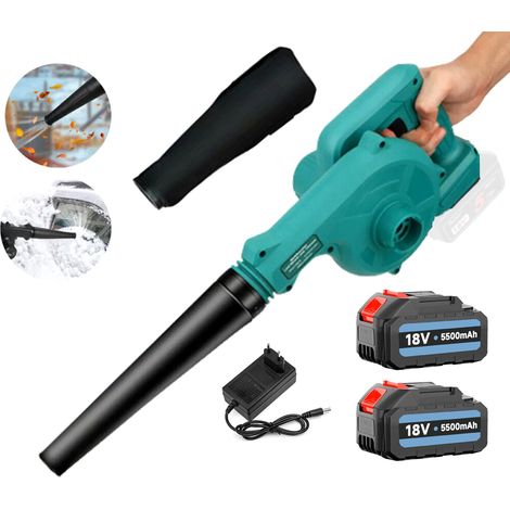 Aspirateur à poussière et souffleur électrique sans fil 2 en 1, avec 2 batteries de 3 000 mAh et chargeur rapide, compatible avec la batterie Makita