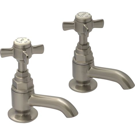 Francis Pegler Sequel Basin Taps Pair Brushed Nickel Cross Head Traditional (1/2)