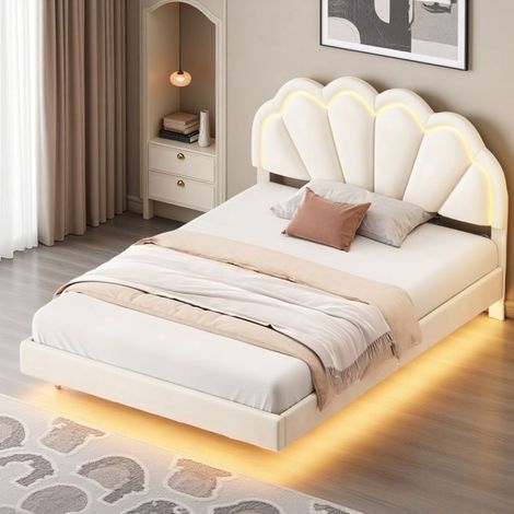 Cama doble - Diseño LED Francés - 140x200 - LED 16 colores - Estructura modular madera/métal (1/5)
