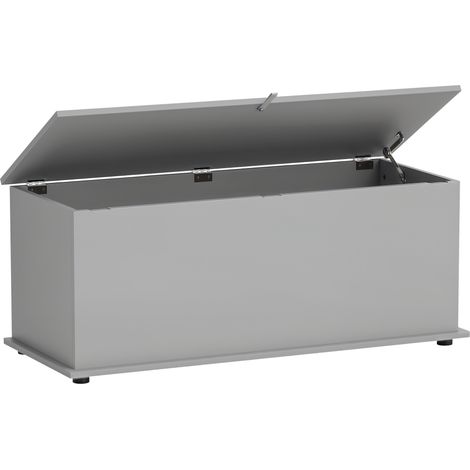 113L Storage Chest, Storage Box with Flip-Top Lid and 2 Safety Hinges, Storage Trunk for Living Room, Entryway, 100 x 40 x 40 cm, Grey