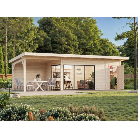 Abri de jardin en bois Andrea 15,2+7,9 m2 Slide Naturel (1/5)
