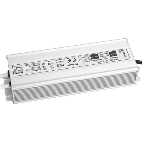 Alimentation LED étanche IP67 à tension constante, transformateur adaptateur 150 W, prise AC85-265VEU, sortie 24 V 0-6,25 A.