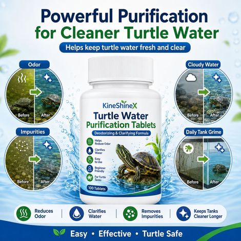 KineShineX Wasserreinigungstabletten für Schildkröten reinigen und desodorieren das Wasser im Schildkrötenbecken, verbessern die Wasserqualität und beseitigen Trübungen und Gerüche.