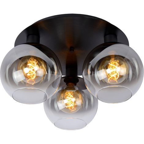 [GEBRAUCHT] B-Ware Lucide Marius Deckenleuchte Lampe Schwarz Glas 3 Flammig ø 50 Cm Beleuchtung