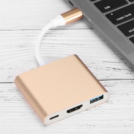 USB 3.1-zu-HDMI-Adapter – Kompaktes Aluminiumgehäuse, mehrere Anschlüsse, 1080p-Gold