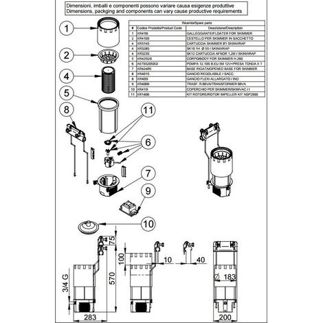 Rotore con girante ricambio per pompa skimmer SI20 00 (1/2)
