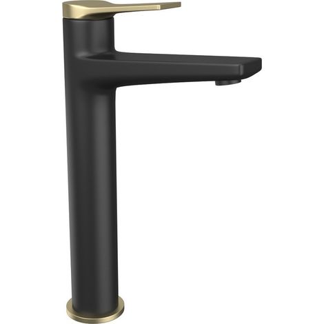 Miscelatore lavabo alto nero opaco con leva in bronzo  KAM-KANDA NERO-B kamalu